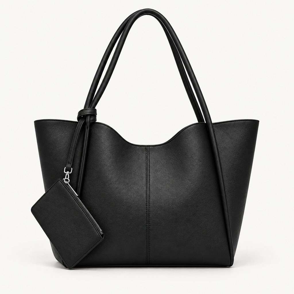Faux Leather Shoulder Bag with Detachable Wallet