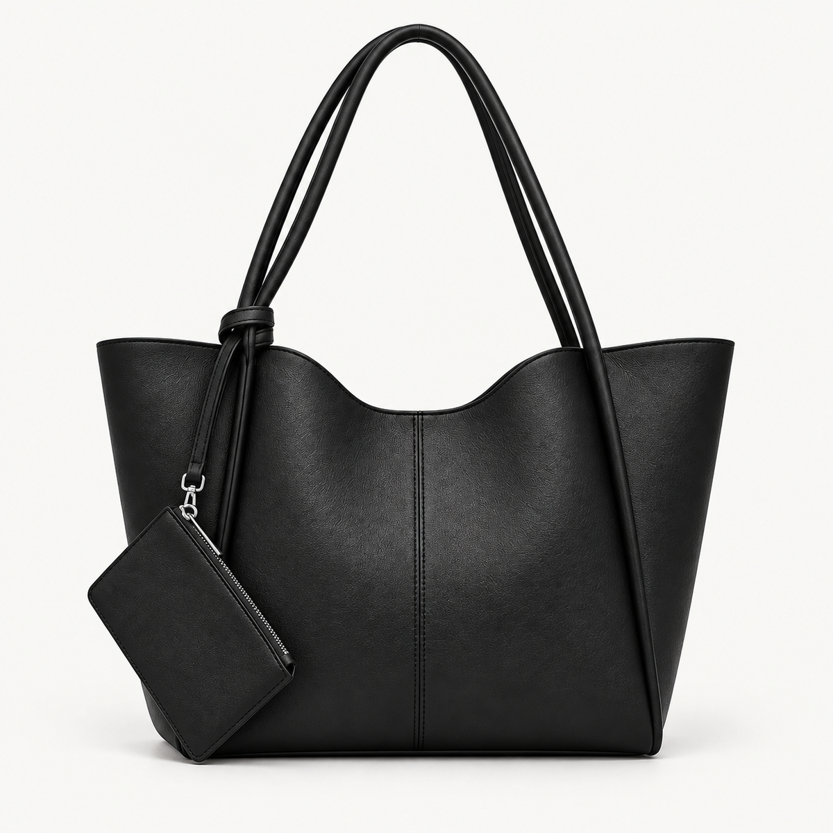 Faux Leather Shoulder Bag with Detachable Wallet