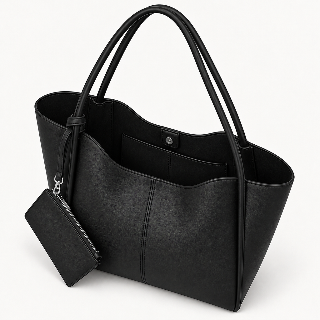 Faux Leather Shoulder Bag with Detachable Wallet