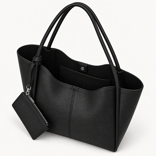 Faux Leather Shoulder Bag with Detachable Wallet
