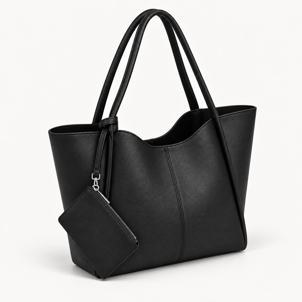 Faux Leather Shoulder Bag with Detachable Wallet