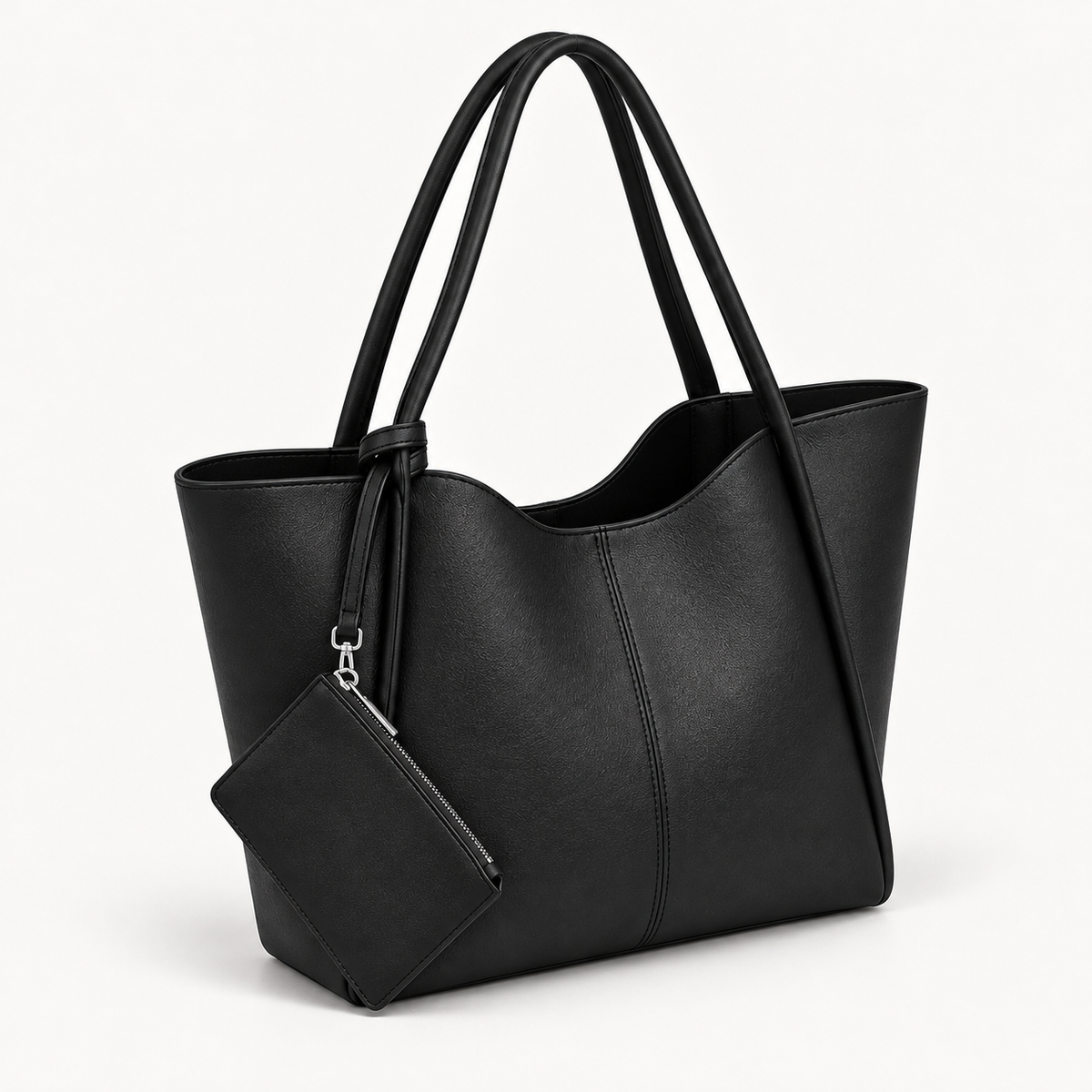 Faux Leather Shoulder Bag with Detachable Wallet